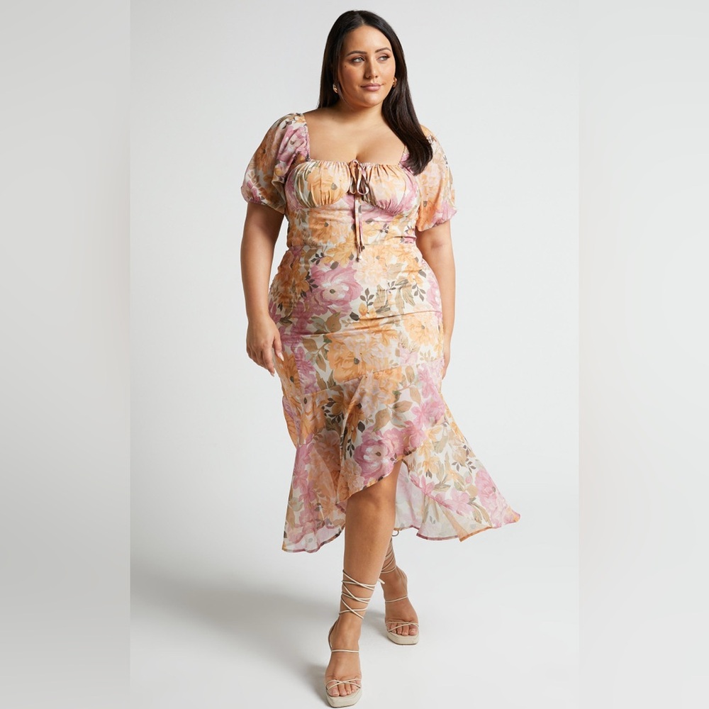 Showpo Multicolor Dress with Puff Sleeves